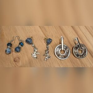Silver and Blue Earrings with Pendant